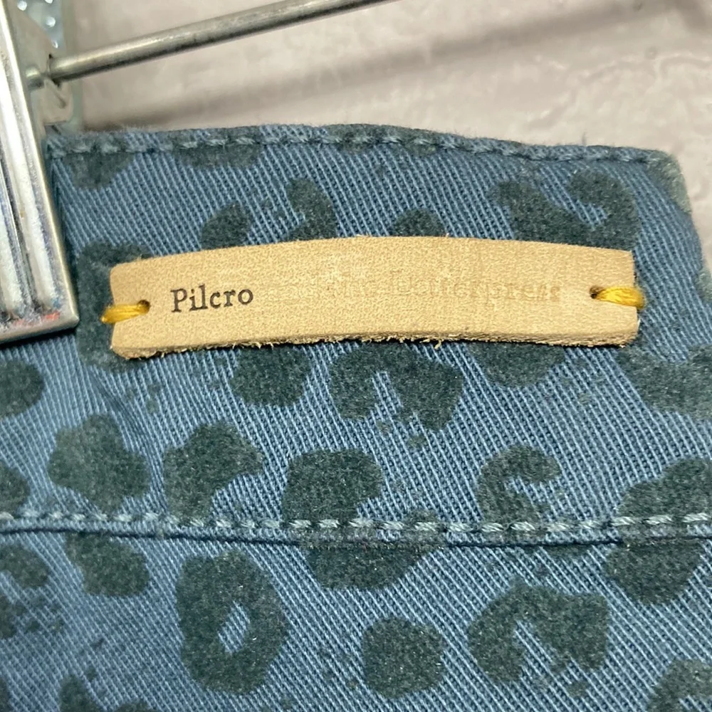 Pilcro And The Letterpress Blue Velvet Leopard Print Pants Women's Size … - Picture 15 of 16